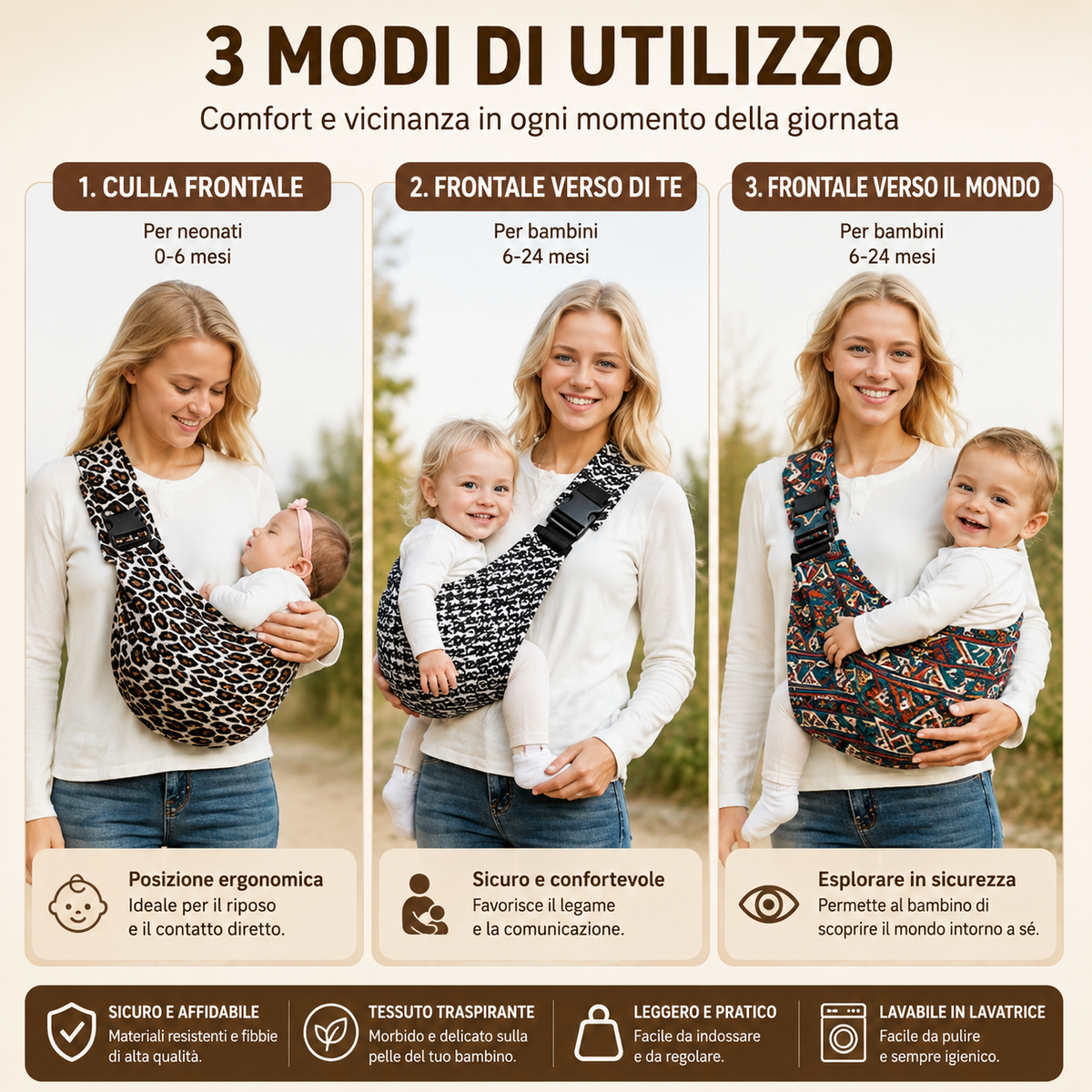Marsupio Porta Bebè Mani Libere